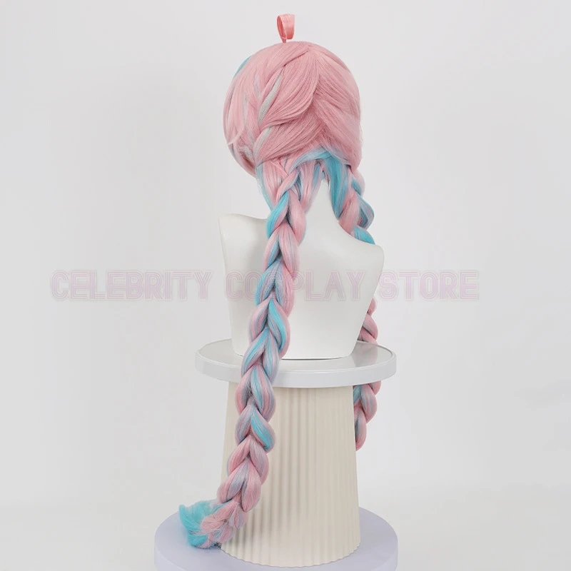 New Game Genshin Impact Varesa Cosplay Wig Girl Pink Blue Braid Hair Heat Resistant Synthetic Wig Masquerade Halloween Prop