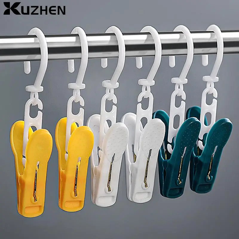 1/5pcs Rotatable Clothespins Windproof Non-slip Clothespins Travel Towel Hangers Laundry Clips Clothes Hooks Sock Clips Fixed