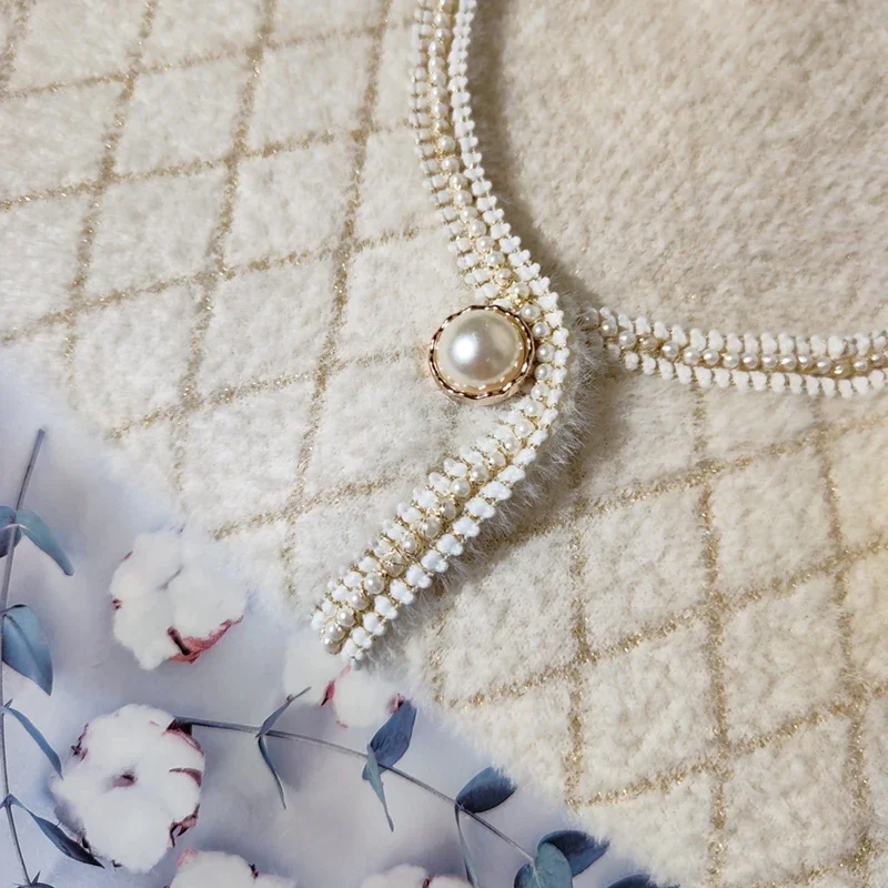 Heldere Zijden Trui Vest Dames Herfst Winter Nieuwe Losse Lange Mouwen Korte Plaid Gebreide Top Vrouwelijke O-hals Jas