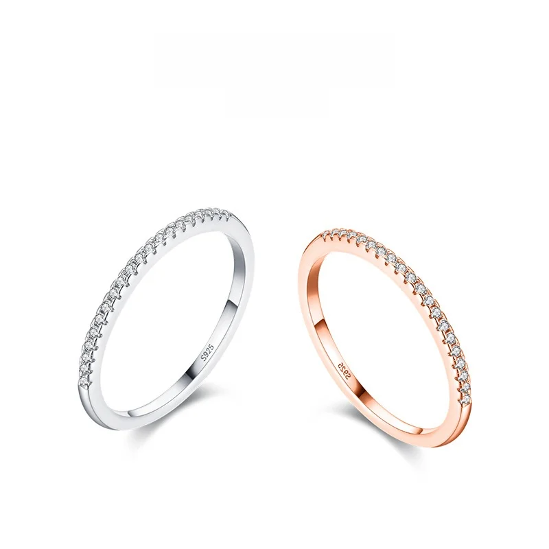 Modians925Pure Silver-Anillo de diamante de fila Simple para mujer, estilo japonés, ligero, de lujo, minimalista, con circonita, fino, judío