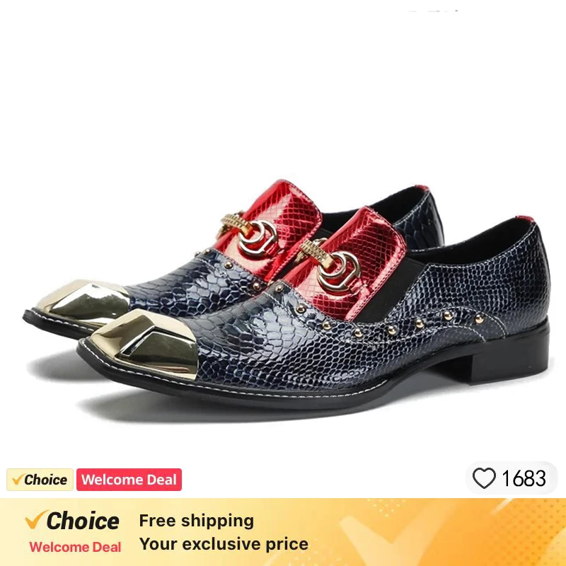 

luxury mens shoes designer like snake pattern Dress shoes man Gentleman Slip On Oxfords genuine leather shoes for men Fashion