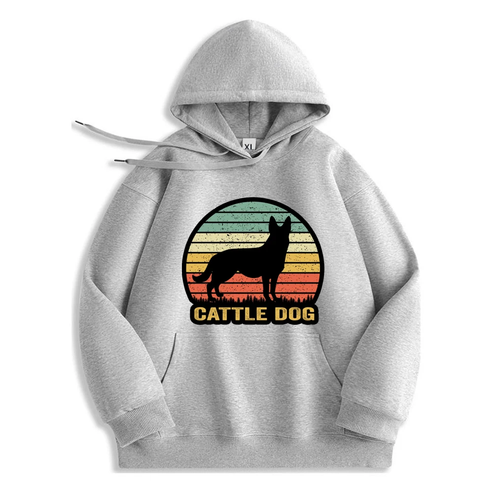 Australian Cattle Dog Sunset Silhouette Hoodie High Quality Fashion Casual Comfortable Sweatshirt For Men​​