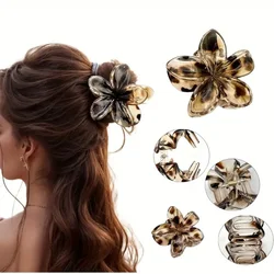 Elegant leopard print flower hairpin sweet ponytail hairpin disc  hair crab clip halloween party hair accessories wholesale