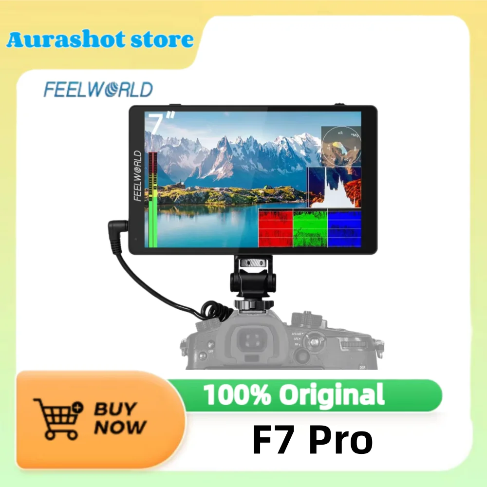 FEELWORLD-F7 Pro On-Camera Field Director Monitor, 7 "IPS Touch Screen, 3D LUT DSLR, HDMI, 4K, 60Hz, HD with F970 External Power