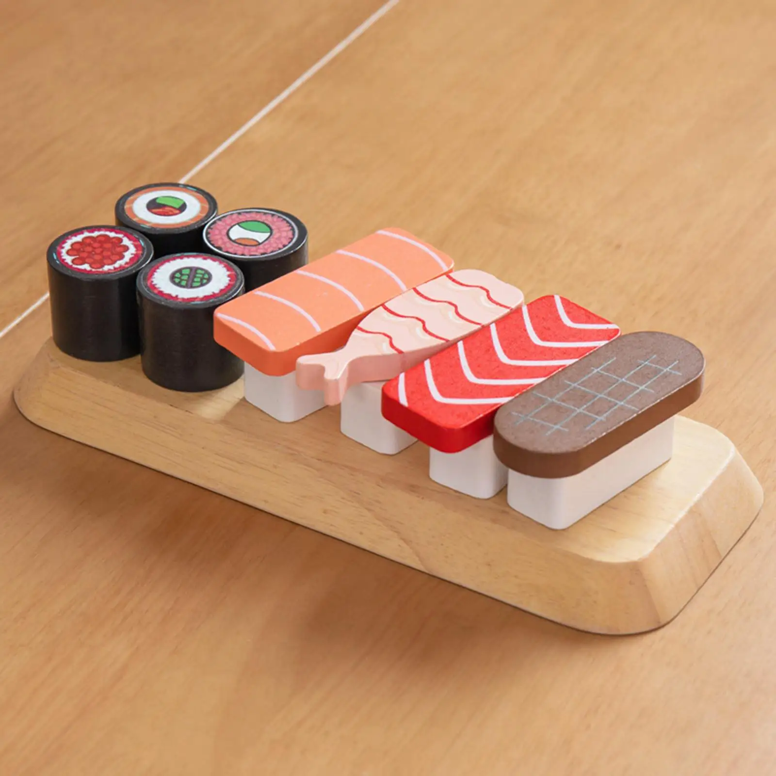 Juego de comida para sushi, juguete de aprendizaje, percepción de color clásica, juego de sushi de madera, juego de comida para rebanar sushi para niñas y niños de 3 años o más