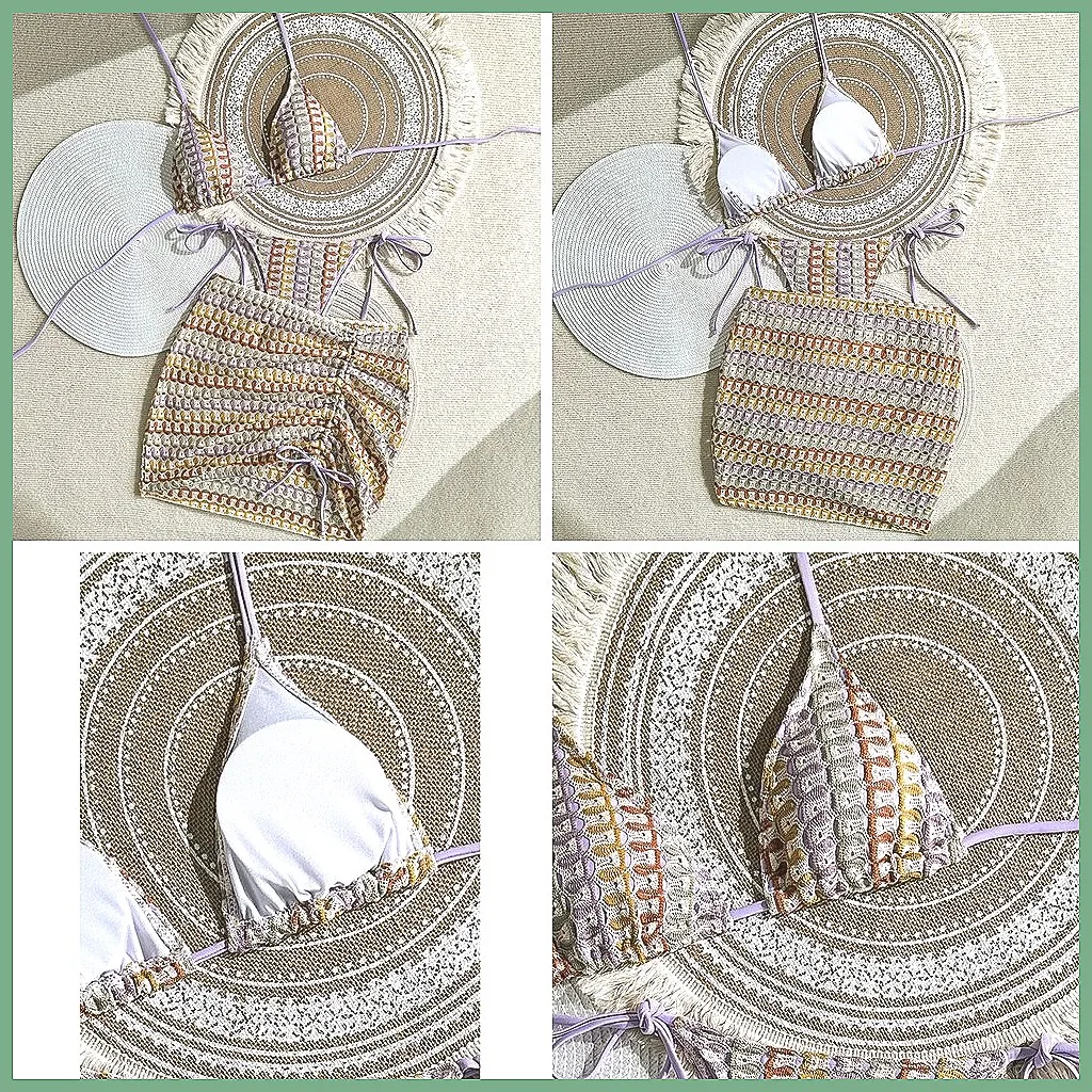 

Sexy Brazilian 3-Piece Bikini Set for Women, High-Waisted Beach Swimwear & Pool Bathing Suits