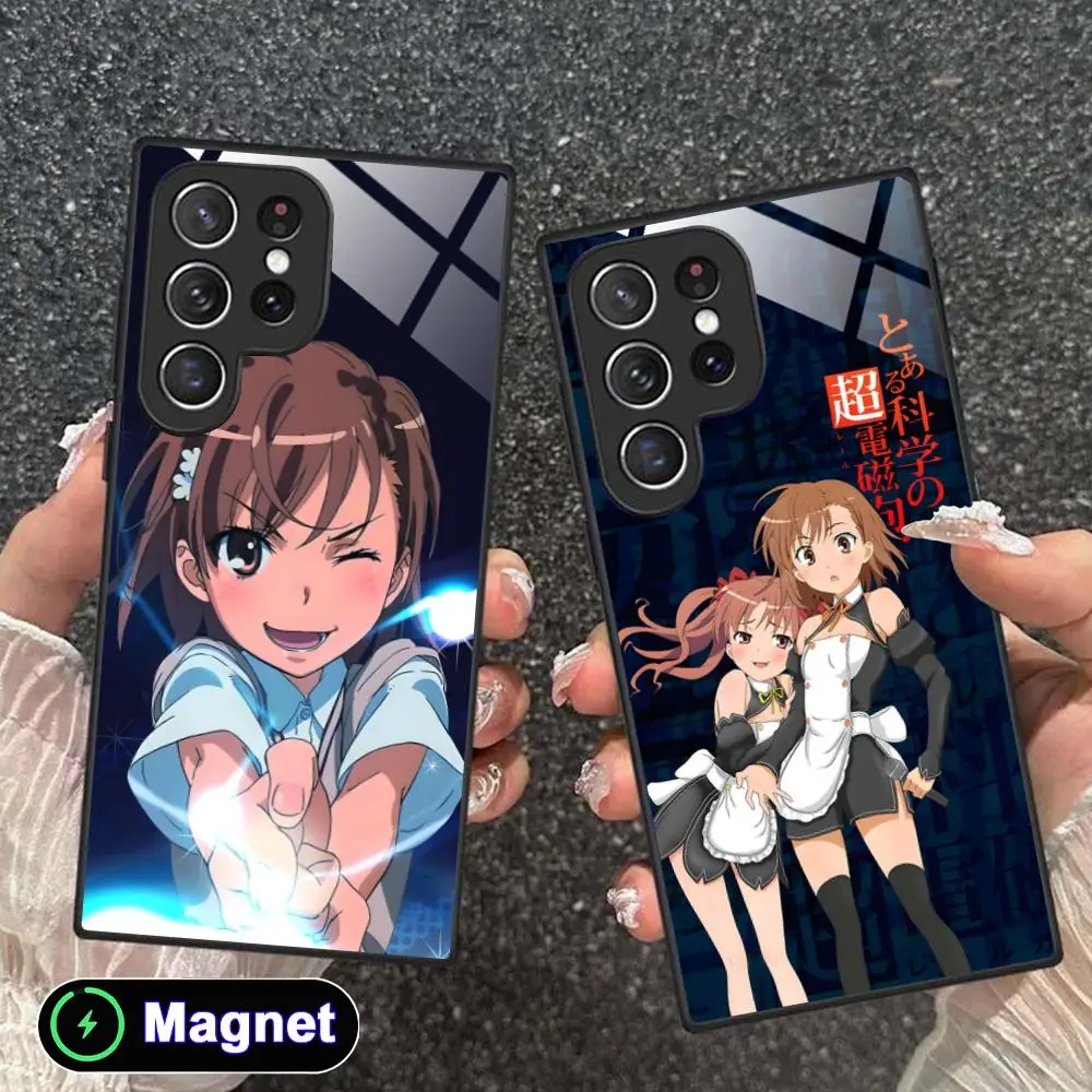 Scientific Railgun Misaka Phone Case for Samsung Galaxy S26 S25 S24 S23 S22 S21 S20 Note20 Plus FE Ultra Glass Magnet Cover