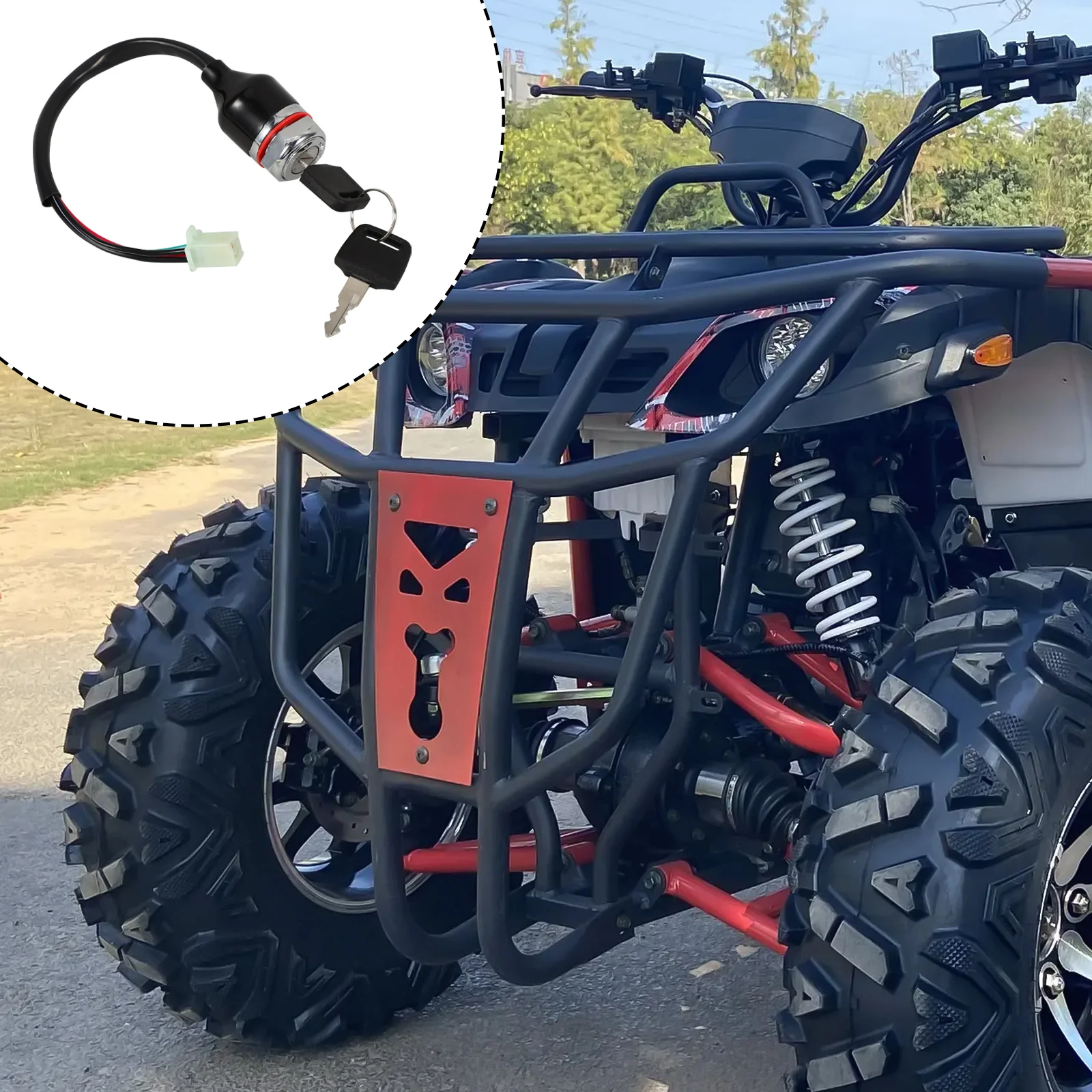 

Universal 4-Wire Ignition With Key For Atv Scooter Motorcycle Replacement Durable Construction Reliable Starter Locking