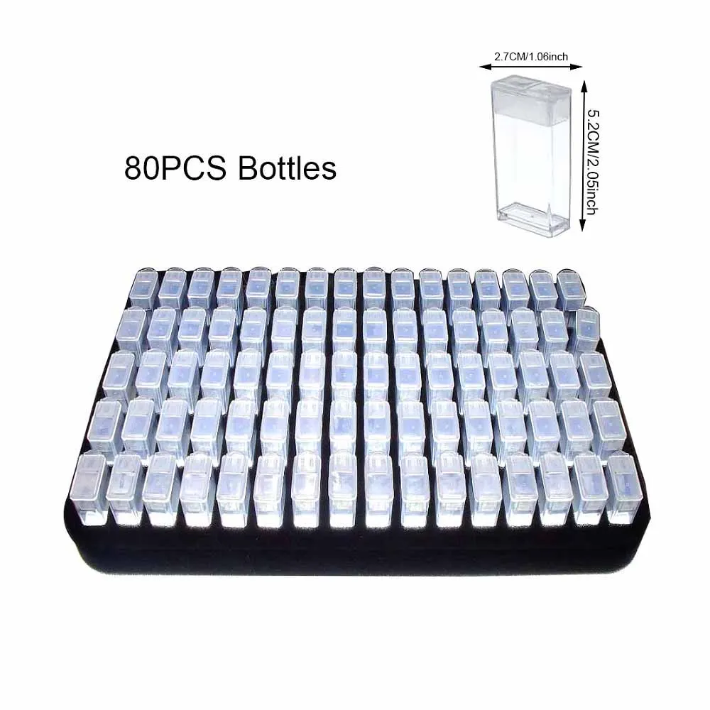 Diamond painting tools storage box transparent rice beads small box nail art divided diamond bottle in spong 30/40/60/80PCS