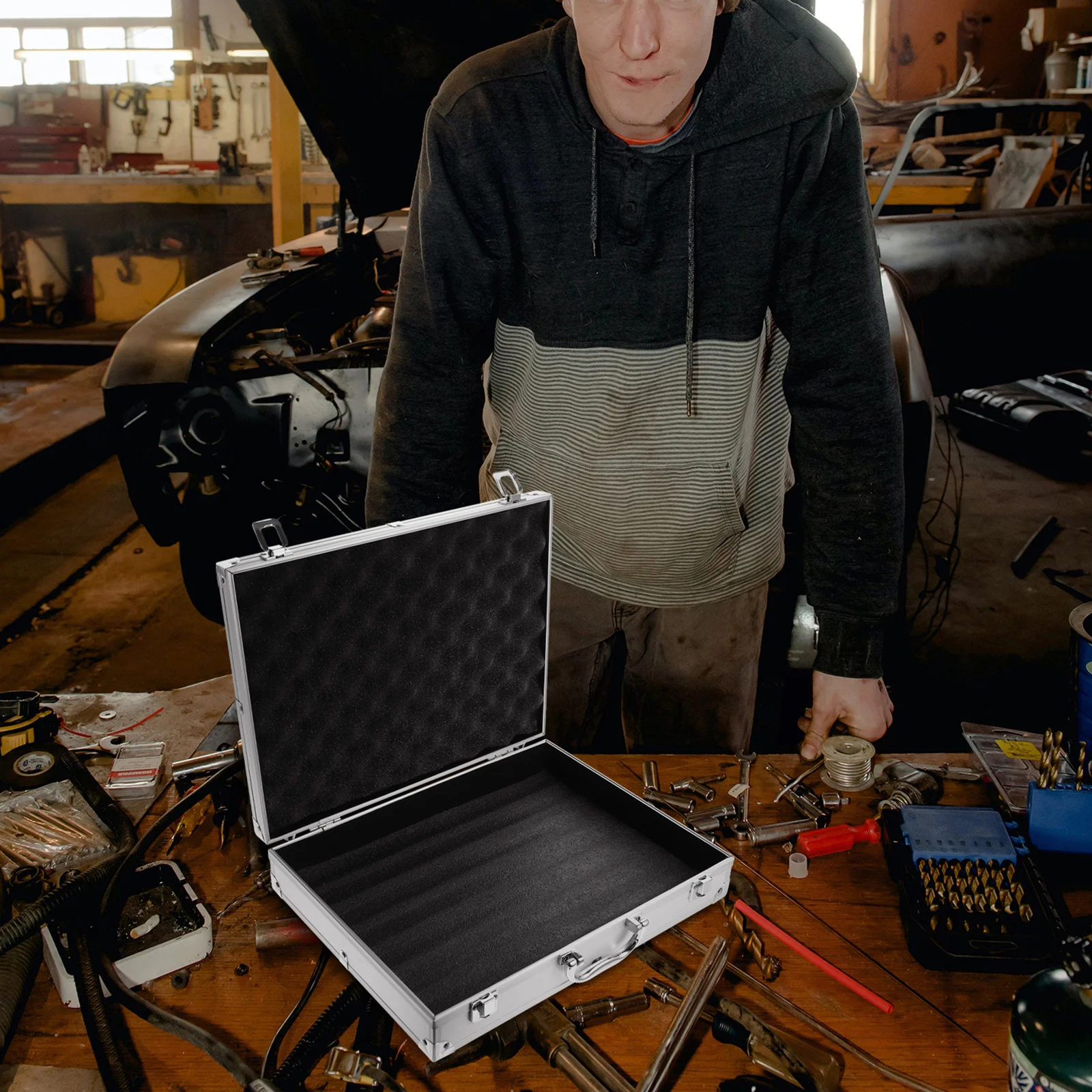 Lockable Flight Case Portable Aluminum Alloy Tool Box Large Capacity Carrying Case Tools Container Storage Organizer