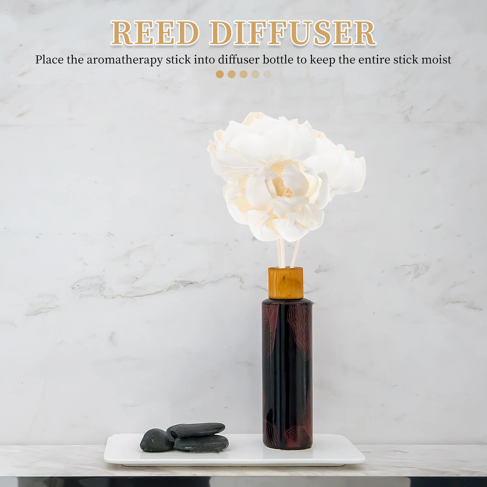 

5Pcs Peony Flower Diffuser Sticks Aromatherapy Essential Oil Diffuser Sticks Home Office Car Decor Artificial Peony Flowers