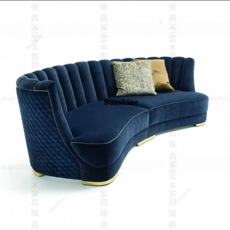 

Italian light luxury fashion velvet fabric, sofa living room, hotel apartment arc