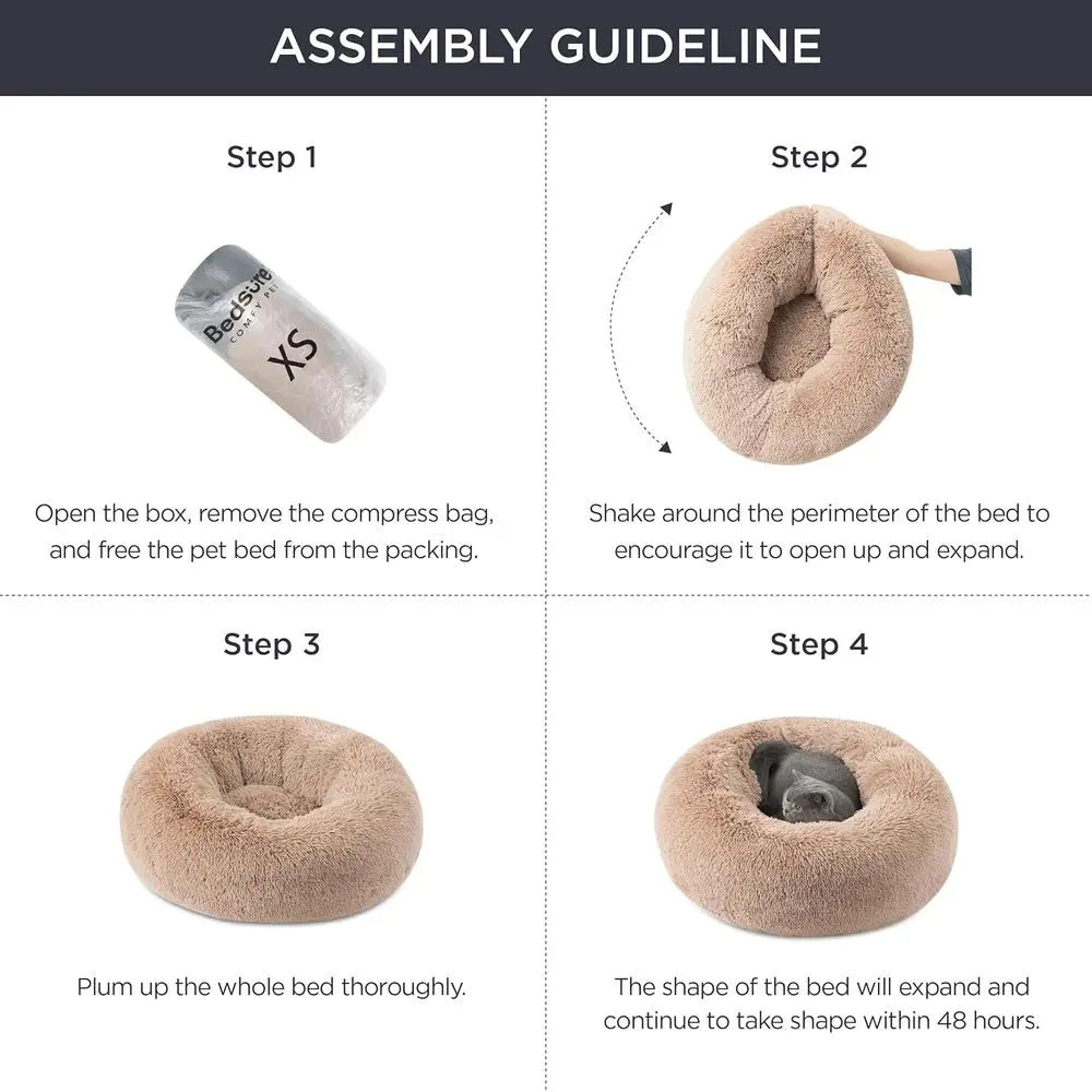 Medium wasbaar donutvormig huisdierbed, 30 roze, pluche namaakbont, geschikt voor honden tot 45 lbs