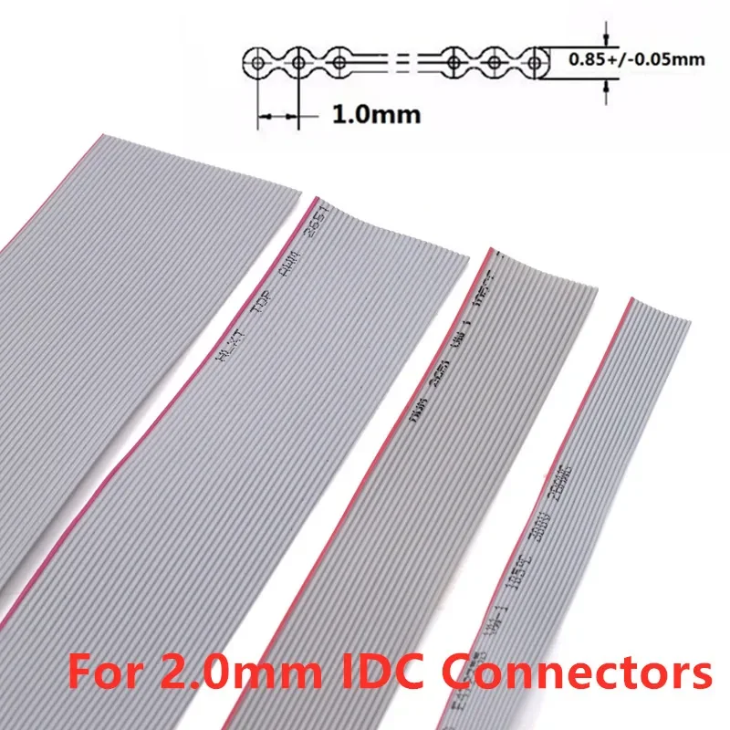 1Meter 1.0mm Pitch Grey Flat Ribbon Cable For IDC 2.0MM FC Connector 10P/12P/14P/16P/20P/34P/40P 28AWG Wire