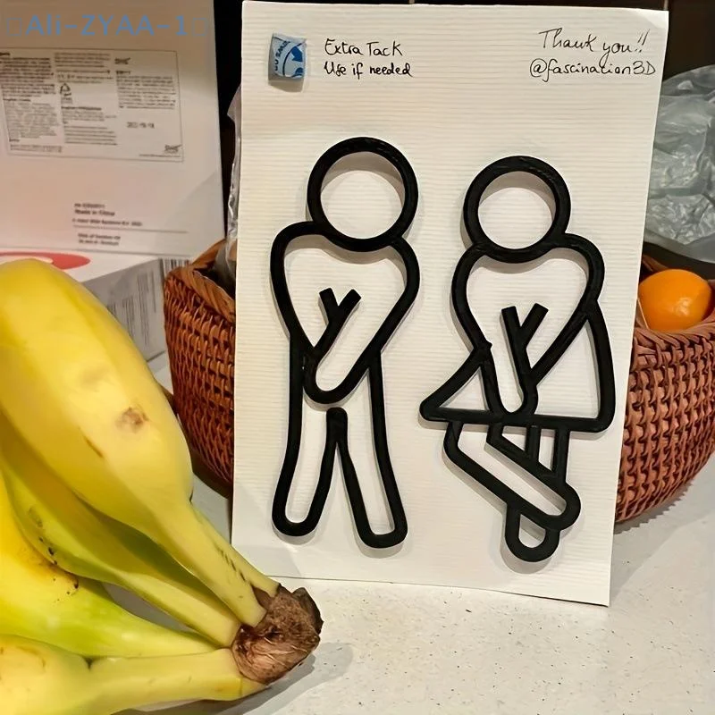 【ZYAA-1】علامات الحمام للرجال والنساء الإبداعية 2D شقة مرحاض باب ديكور مطعم فندق مقهى المرحاض لافتات الجدار ملصق