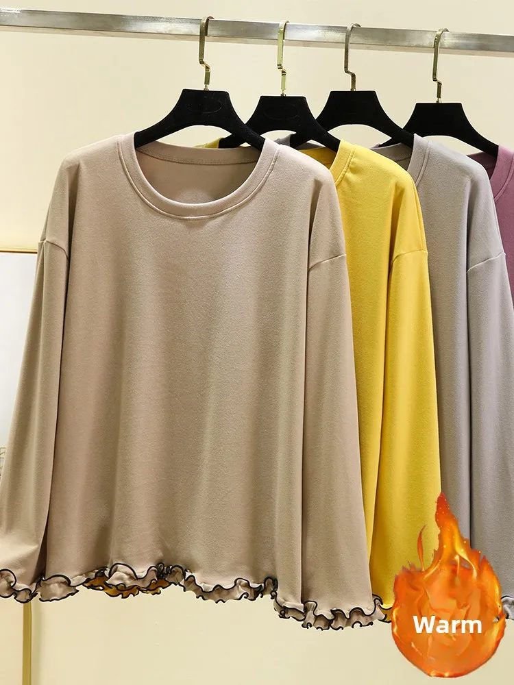 

Зимний топ, женская свободная посадка, длинная све, повседневная бархатная ткань, удобная домашняя футболка с Le Detail