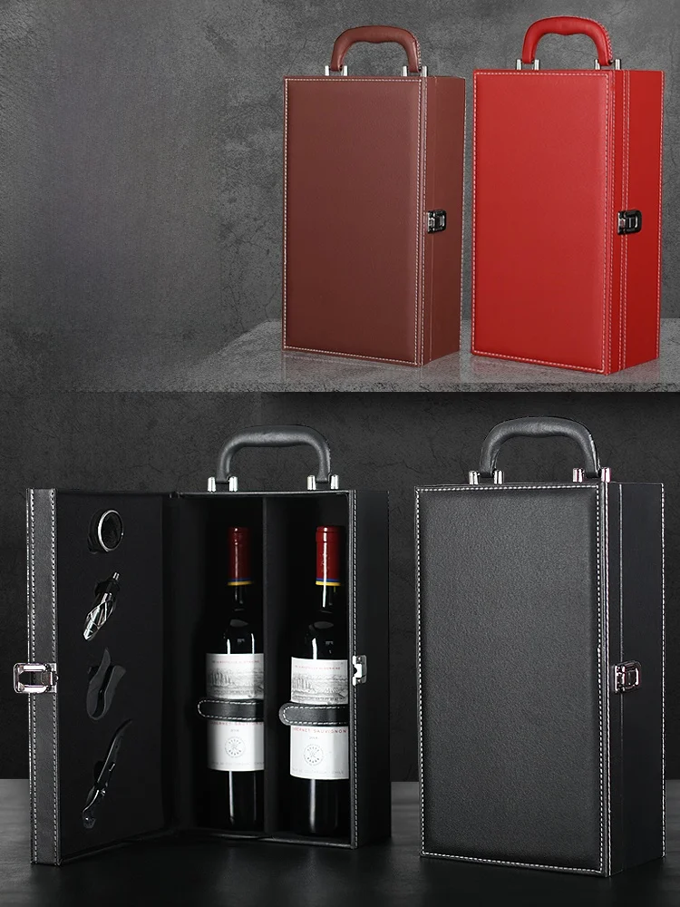 ハイエンドダブルボトルワインボックスダイヤモンドパターン赤ワイン包装箱ワインギフトボックス2本入りワインケース手作り