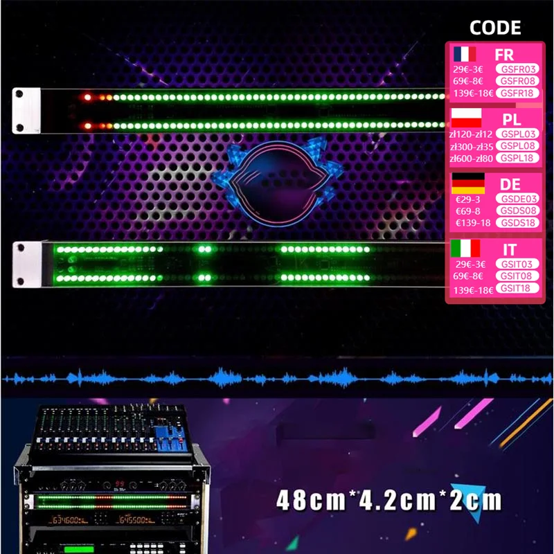 19 inch Cabinet type128 LED Level Indicator Stereo Sound Control Audio USB Music Spectrum Electronic VU Meter Rhythm Volume