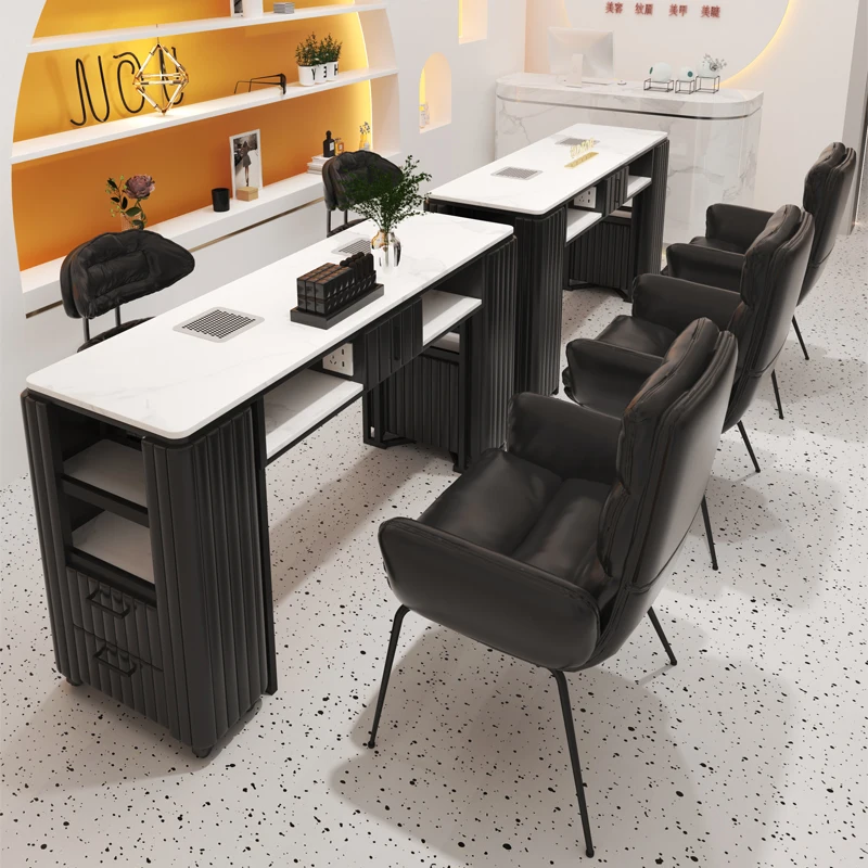 

Black Collector Nail Table Drawer Stickers Storage Station Nail Table Designer Nordic Mesa De Manicura Salon Equipment Furniture