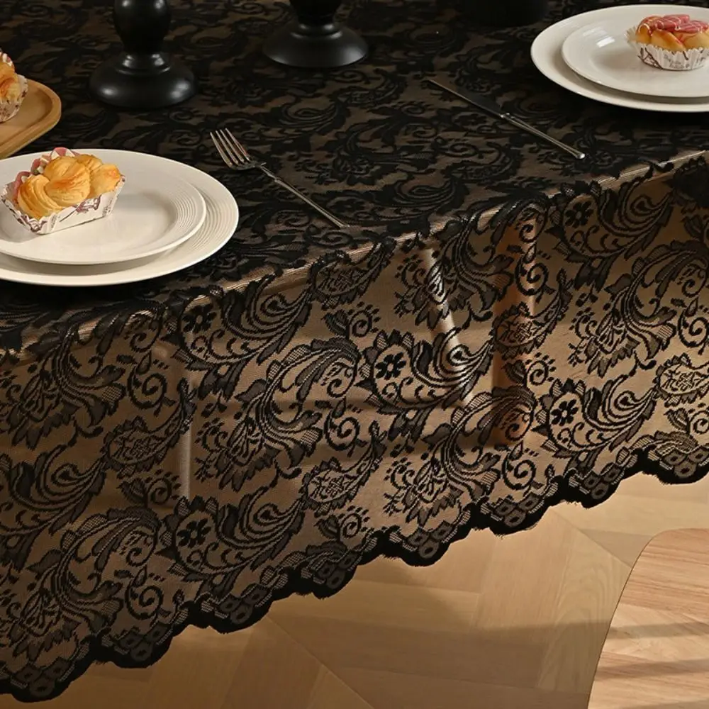 Rustic Style Florals Embroidery Lace Table Cover Rectangular Universal French Tablecloth Decorative Table Linens Afternoon Tea