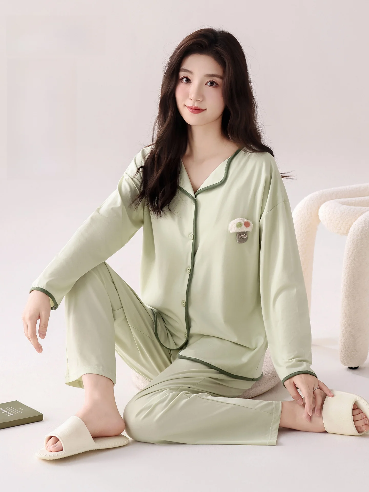 Urban Beauty Modal Sleepwear Women's Long Sleeve Set Autumn plus Size Home Clothes Comfortable Loose Fit Two-Piece Suit