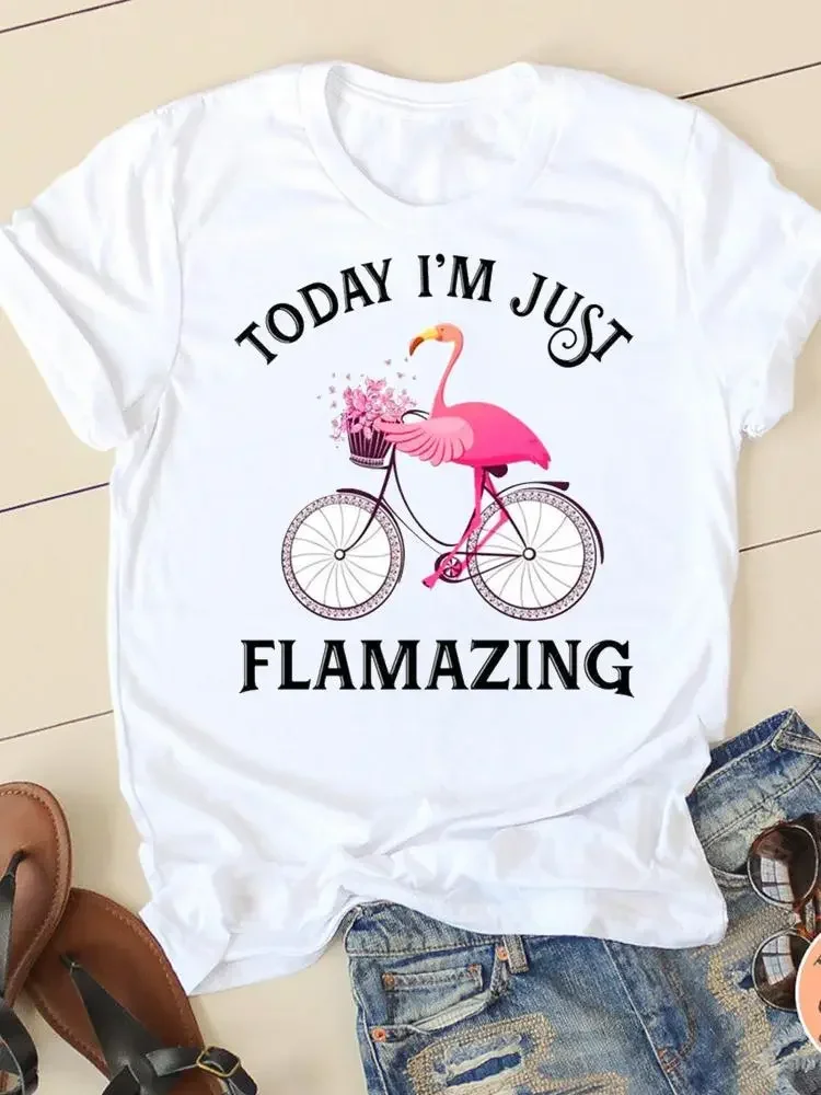 Kurzarm Aquarell Flamingo Strand Damen Sommer Grafik T-Shirts Freizeit kleidung Frauen Mode weibliche T-Print Kleidung