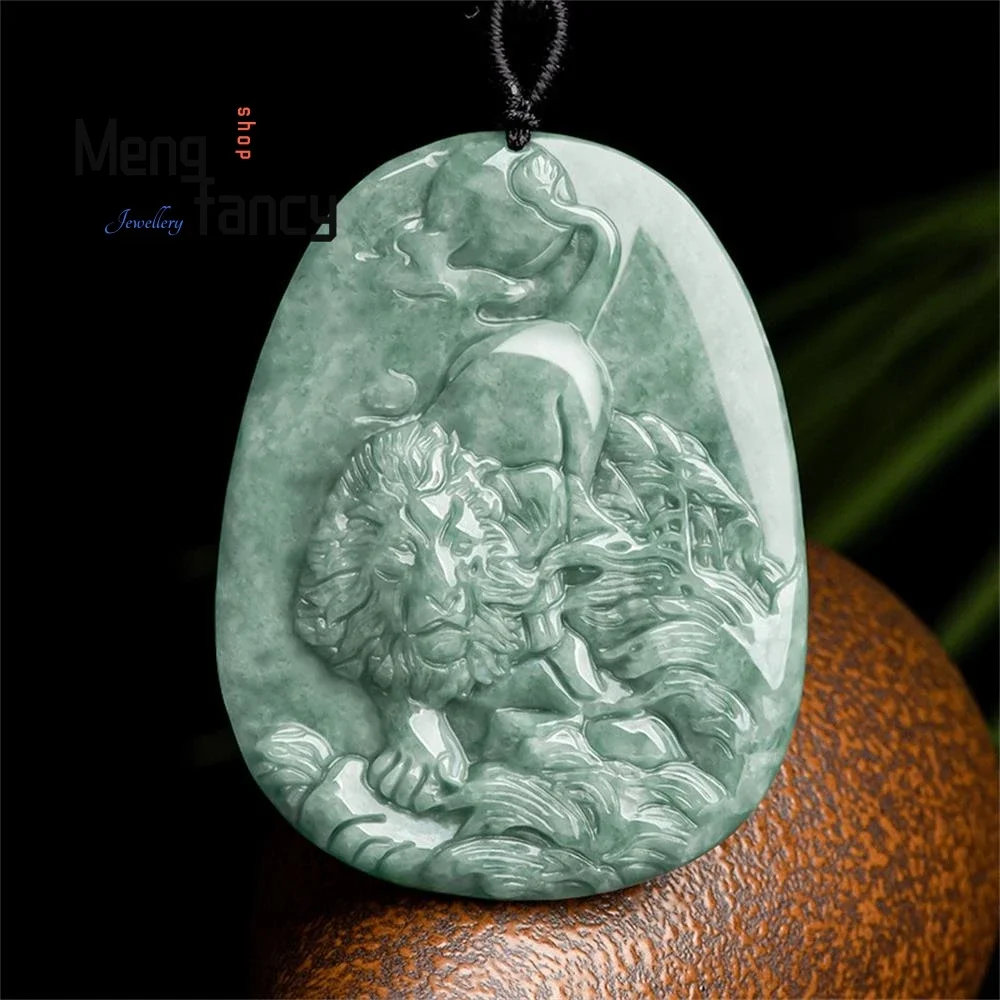 

Natural Myanmar A-goods Jadeite King of Grassland Lion Jade Pendant Simple Exquisite Personalized Fashion Jewelry Holiday Gift