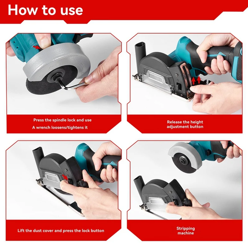 76MM Brushless Cordless Electric Angle Grinder Grinding Cutting Polishing Machine Power Tool For  18V Battery