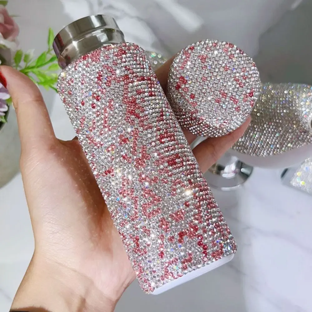 Creative Diamond Water Bottle Portable Shiny Rhinestone Diamond-encrusted Mug Exquisite Stainless Steel Refillable Water Bottle