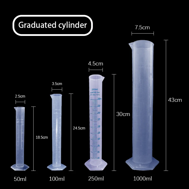 

Пластиковый мерный цилиндр, мерная трубка 50/100/250/1000 мл, мерный инструмент для пластиковой химии, 1 шт.
