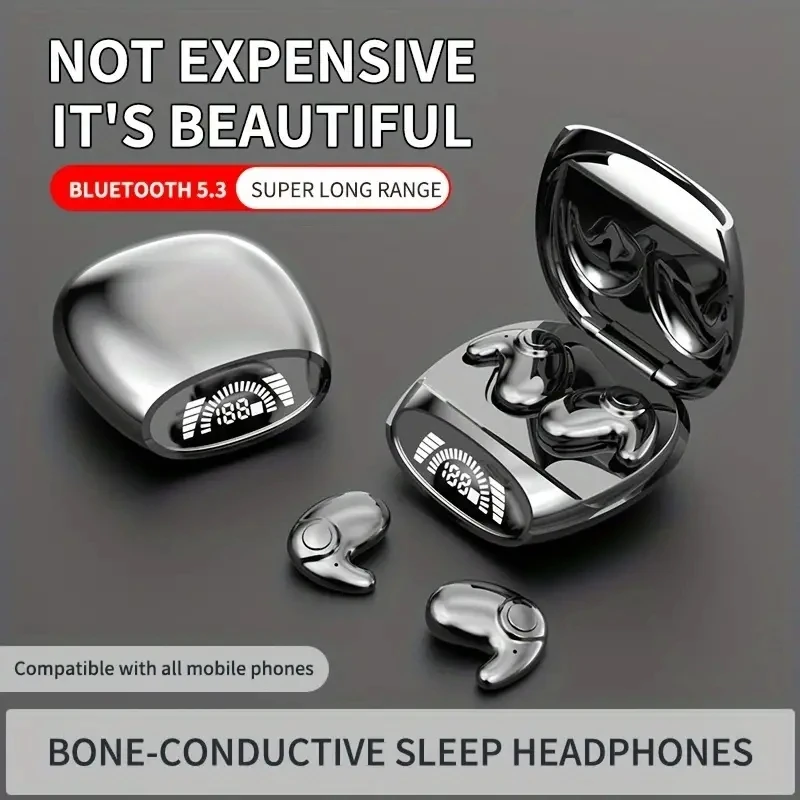 Ultrathin Sleep Invisible Earbuds,Wireless Bluetooth Headphones,IPX5 Waterproof Sports Headsets,With Mic  HiFi Music Earphones