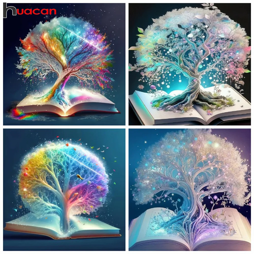 Huacan DIY Diamond Mosaic Landscape Tree Full Round Square Diamond Painting Book Gift Art Wall Decoration Handmade Gift