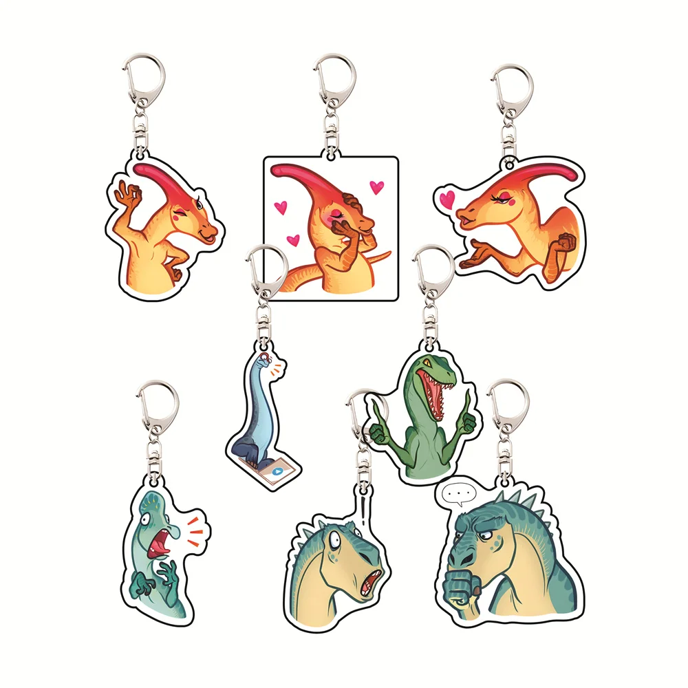 حزمة ملصقات الديناصورات لبرقية 5 سم سلسلة مفاتيح مصنوعة من الأكريليك حقيبة لطيفة على شكل حقيبة ساحرة لتزيين المجوهرات هدية أنيقة للفتيات والأطفال #1