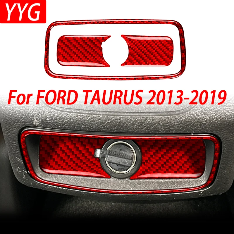 

Rear Cigarette Lighter Panel Trim Frame Set Carbon Fiber Car Interior Accessories Stickers For FORD TAURUS 2013-2019