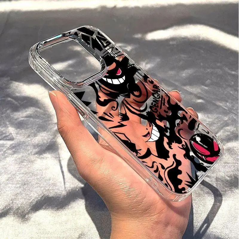 Electroplated Lens Pokemon Gengar Phone Case For iPhone 16 15 Pro Max 14 13 12 11 X XS XR 7 8 Plus SE 20Soft Silicone Back Cover image 3