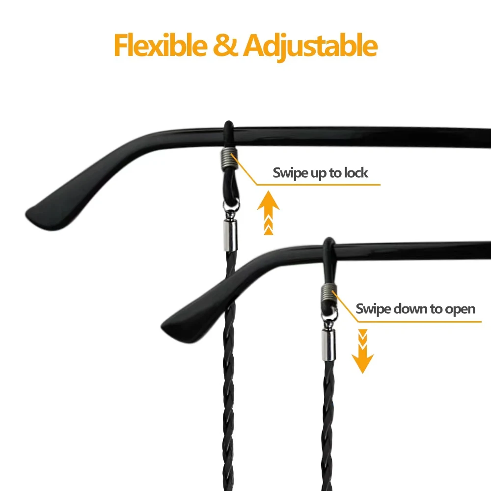 3-teiliges handgewebtes PU-Brillenband, einfaches rutschfestes Brillenband, Brillen-Accessoires für Männer und Frauen. – Detail 3