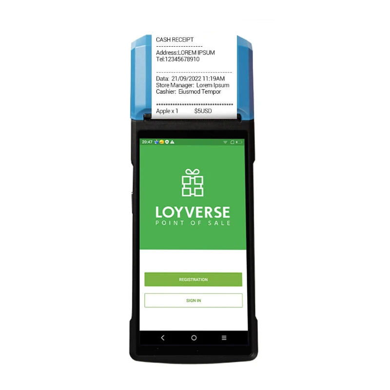 

Программное обеспечение Smart Pos NFC Policies in Tax Control Ручная мобильная POS-терминальная система Android с термопринтером чеков 58 мм