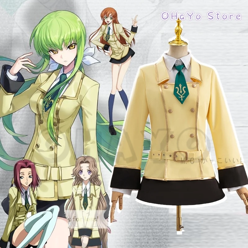 Code C.C C2 Lelouch Cosplay Costume Geass Wig Rebellion Shirley Nunnally Kallen Dress Halloween Cosplay Ashford School Uniforms