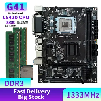 G41 Motherboard Kit with L5420 CPU + 4GB DDR3 + Integrated Graphics All in One Set for Office LGA771 LGA775