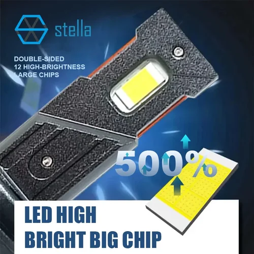 Imagen 2 del producto Stella 6000K 4300K 3000K H7 H11 Lámpara LED automática 120W Ventilador turbo de enfriamiento de cobre dual Canbus fuerte 100000 Faro súper para automóvil LM 12V