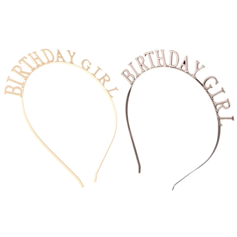 Minimalist Women Metal Alloy Thin Headband Hollow Out Birthday Girl Letters Hair