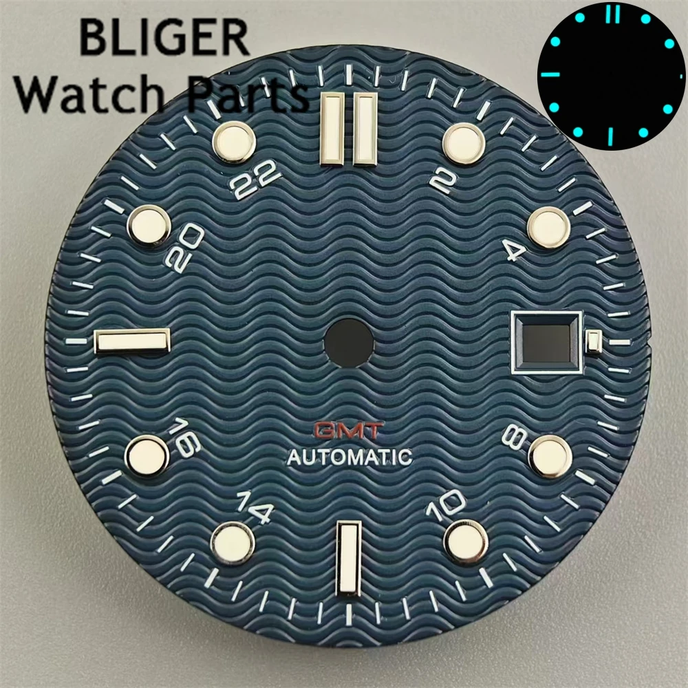 BLIGER 31mm bianco blu nero quadrante dell'orologio verde/blu verde luminoso Fit NH34 Mingzhu DG3804 movimento