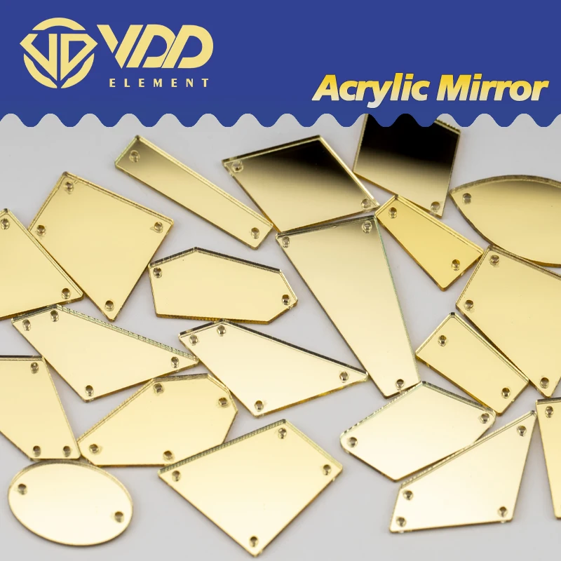 VDD 60/200Pcs Mix Size Light Yellow Acrylic Mirror Sewing Rhinestones Sew On DIY Crafts Flat Back Stones For Garment Decorations