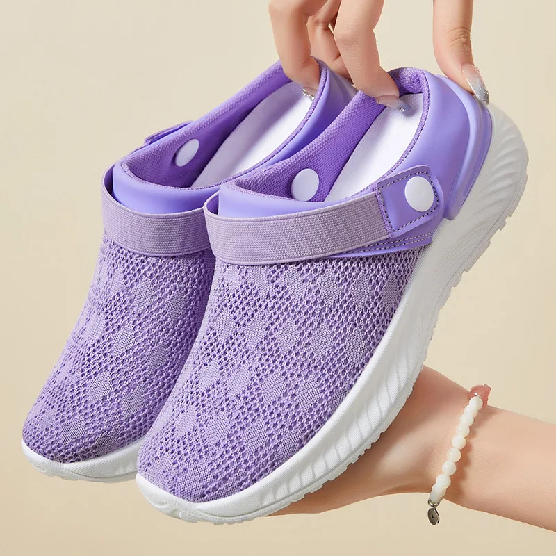 

2026 Summer New Breathable Slippers Lazy Soft soled Casual Shoes One Step Stepping Mom Shoes Casual Single Shoes