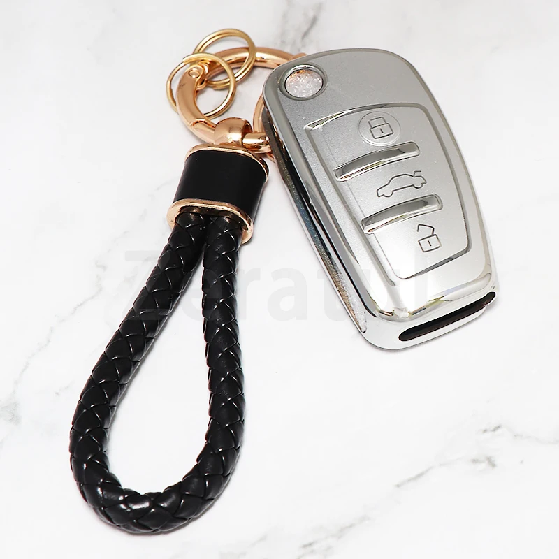 For Audi Q3 Q5 Q7 A1 A3 A4 8P 8L 8V A5 B6 B7 A6 A7 C5 C6 4F S3 S4 S6 RS3 TT TPU Auto Shell Car Remote Key Case Fob Cover view 4