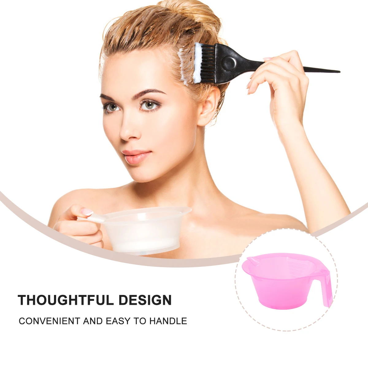 

3pcs Dye Pink Plastic Mixing Bowl For Diy Dyeing Bowl Hair Coloring No Mess Tinting Tool Salon Use Hair Tint Cup