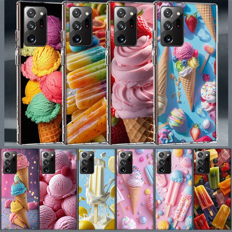 Colorful Ice Cream and Popsicles Phone Case for Samsung A55 A35 A25 A15 A07 A05S A16 A17 A26 A36 A37 A56 A57 Galaxy Note 20 10 A