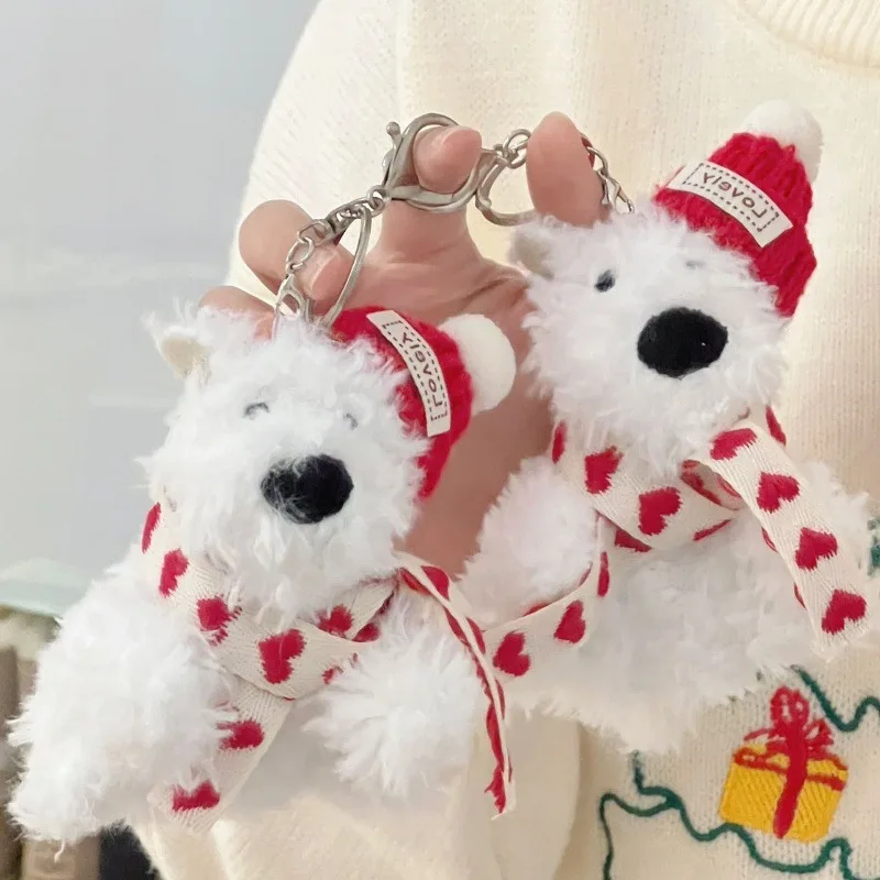 2024 Mini West Highland Vivid Animal Image Dog Soft Stuffed Plush Toys Cartoon Style Bag Decoration Keychain Dolls Kids Love