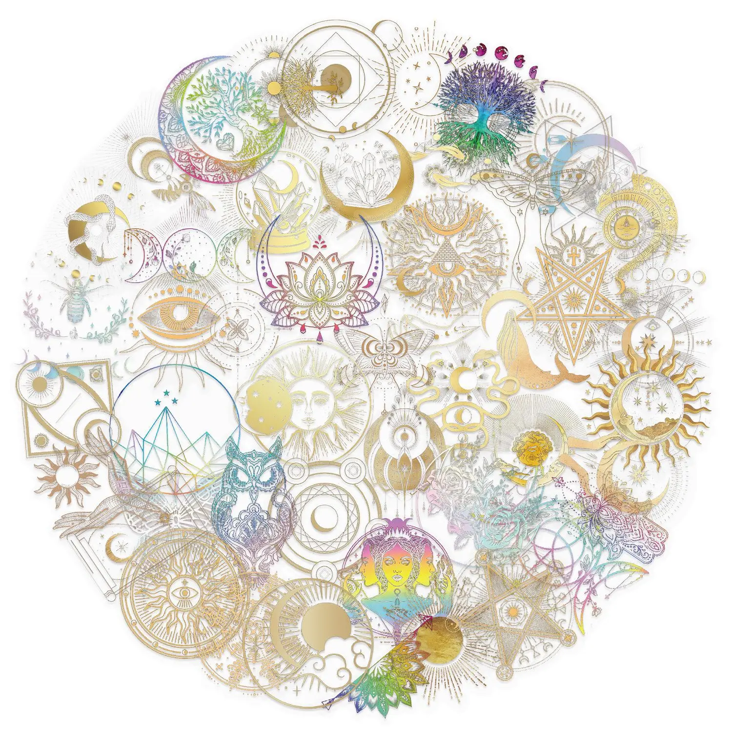 50 SZTUK Złote Astralne Ciało Wodoodporne Transparentne Kreatywne Naklejki Dekoracyjne Notatnik Gitara Walizka Kubek na Wodę Graffiti