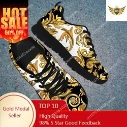 Golden Floral Baroque Autumn Flat Shoes Nurse Women Retro Sugar Skull Female Sneakers Breathable Mesh Flats Female Shoes